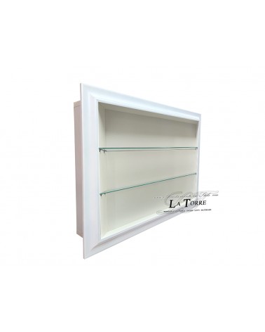 Vetrina sospesa da parete bacheca stile classico cornice moderna bianca box porta tv su misura VTRovescio/B
