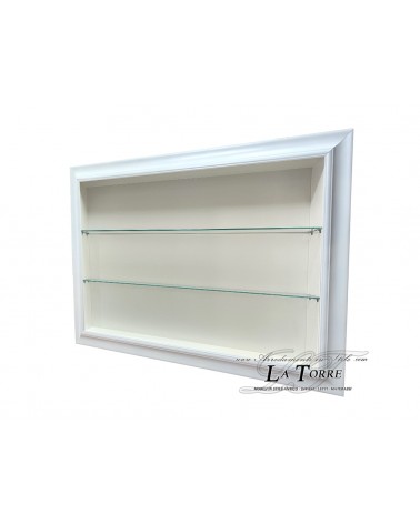Vetrina sospesa da parete bacheca stile classico cornice moderna bianca box porta tv su misura VTRovescio/B