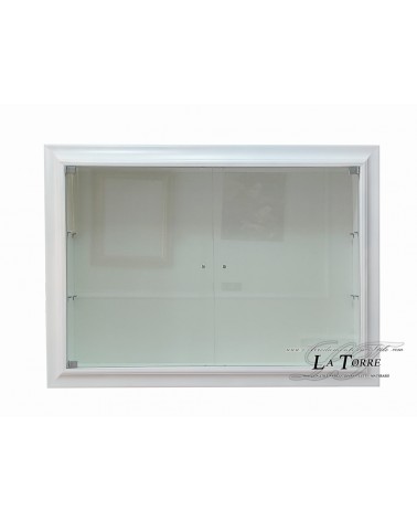 Wandmontierter Vitrinenschrank mit klassischen Glastüren und maßgefertigtem Flaschenhalterrahmen VTRovescio /B