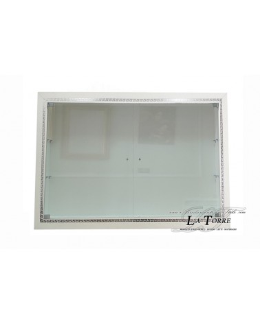 Wall-mounted display cabinet with glass doors, classic style, custom-made bottle holder frame VTCapri/BA