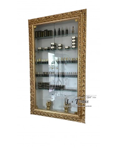 Classic suspended wall display cabinet with glass doors in Baroque style perforated frame custom-made bottle holder VTGO