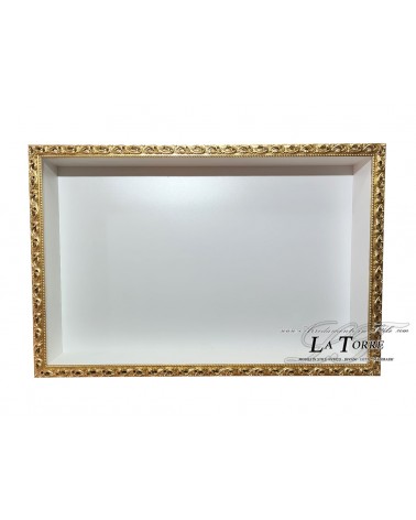 Mobile sospeso porta Smart TV con cornice foglia oro traforata classica da parete stile Barocco box su misura GM224O