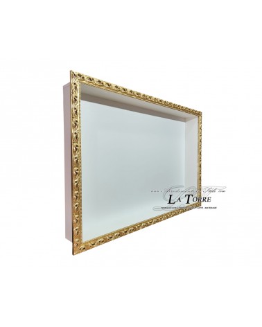 Wall-mounted Smart TV stand with classic perforated gold leaf frame for wall Baroque style custom-made box GM224O