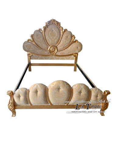 Letto Matrimoniale contenitore king size Barocco velluto o ecopelle legno massello oro o argento qualsiasi colore  Emy