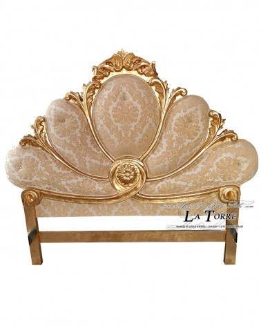 Kopfteil Kingsize-Doppelbett Barock Kunstleder oder Stoff Holz Silber Gold Jede Farbe Emy