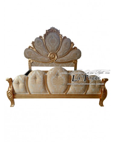 Baroque double bed container solid wood hand carved eco-leather or fabric any color EMY