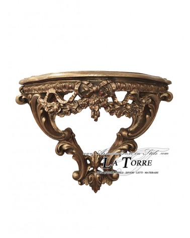 Console wall shelf antique gold leaf with silik bow baroque Louis XV R72