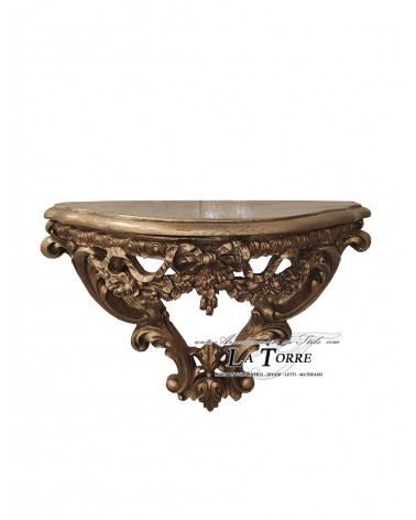 Console wall shelf antique gold leaf with silik bow baroque Louis XV R72