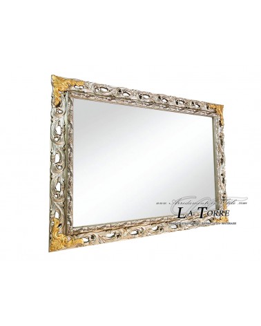 Classic mirror Perforated frame GGAO baroque silver and gold wood picture