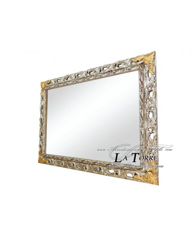 Classic mirror Perforated frame GGAO baroque silver and gold wood picture