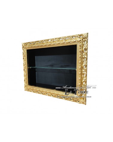 Classic suspended wall display cabinet in Baroque style perforated frame custom box VTGO