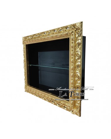 Classic suspended wall display cabinet in Baroque style perforated frame custom box VTGO