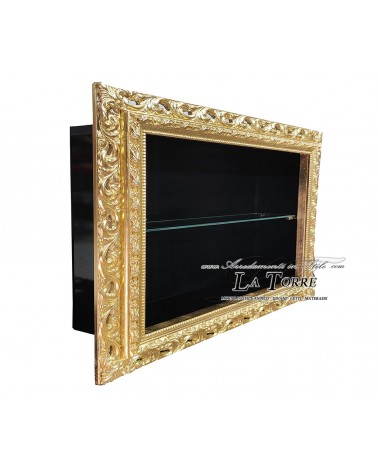 Classic suspended wall display cabinet in Baroque style perforated frame custom box VTGO