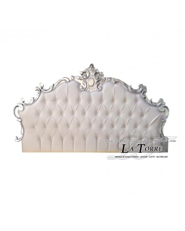 Headboard Headboard King Size Double Bed Baroque Faux Leather Fabric Wood Silver Any Color Giselle