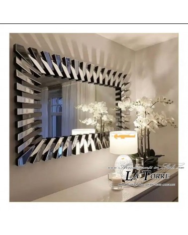 Luxury Modern Rectangular Mirror – Reflective Geometric Design A281