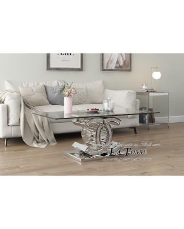 Couchtisch mit Spiegel und Swarovski-Details – Modernes und elegantes Design F42B
