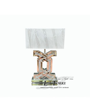 Modern Table Lamp with Swarovski Crystals – Luxury Geometric Braided Base in Silver Mirror H60 B180