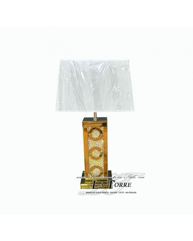 Modern Gold Table Lamp with Swarovski Crystals – Luxury Mirrored Rectangular Base H65 B112