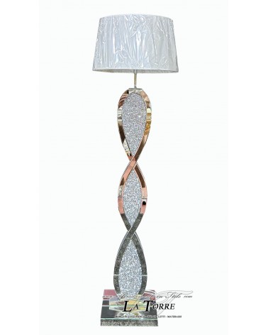 Modern Floor Lamp with Swarovski Crystals – Silver Mirrored Double Helix Base LP021