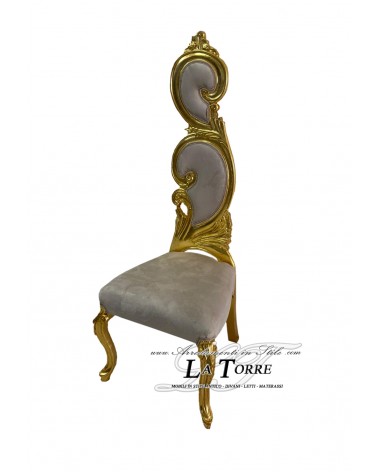 Baroque throne armchair flame chair h170 gold velvet dove gray AR7174