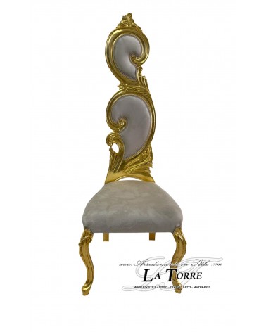 Baroque throne armchair flame chair h170 gold velvet dove gray AR7174