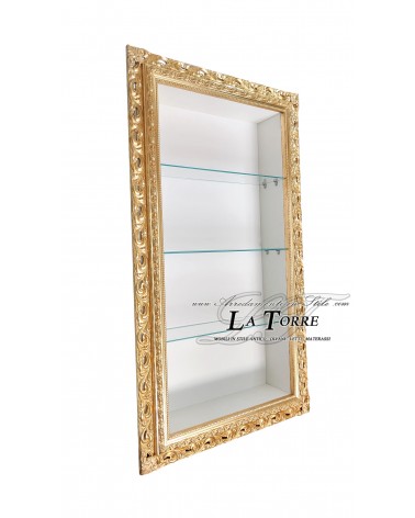 Classic suspended wall display cabinet in Baroque style perforated frame custom box VTGO