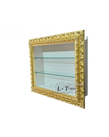 Classic suspended wall display cabinet in Baroque style perforated frame custom box VTGO
