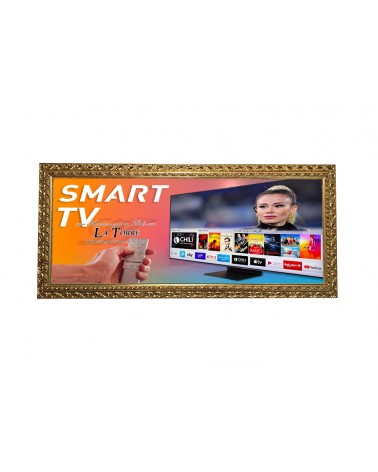 Cornice per Smart Tv a muro traforata barocca Televisore legno foglia oro brunito TVGOB