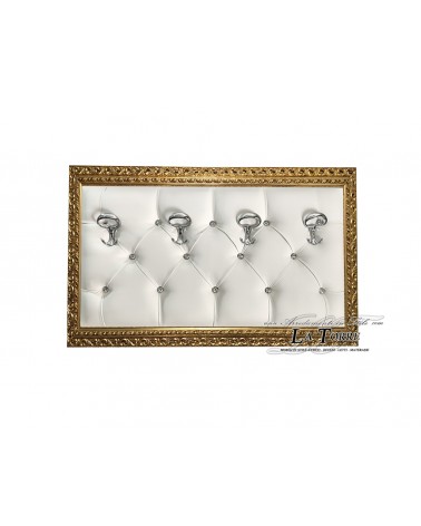 Coat rack with perforated frame wall coat hanger baroque burnished gold white eco-leather GOB