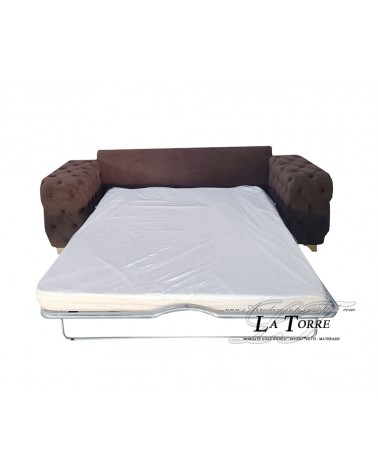 3 seater sofa bed with bed base and mattress Chesterfield modern eco-leather or velvet any color swarovski AZ52