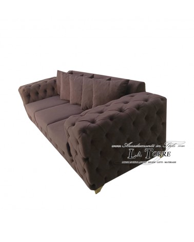 3-Sitzer-Schlafsofa mit Chesterfield-Matratze und -Untergestell, modernes Öko-Leder oder Samt, jede Farbe, Swarovski AZ52