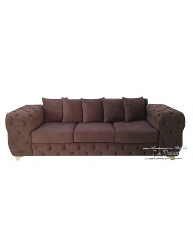 3-Sitzer-Schlafsofa mit Chesterfield-Matratze und -Untergestell, modernes Öko-Leder oder Samt, jede Farbe, Swarovski AZ52