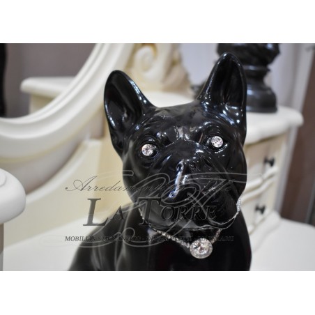 Schwarze Swarovski-Kristall-Skulptur eines französischen Bulldoggenwelpen, Keramiktier, H 30 cm PR09