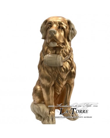 Ceramic statue sculpture Dog Saint Bernard white pearl gold dog swarovski 70 cm