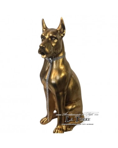 Ceramic statue sculpture Doberman Dog Gold leaf with swarovski H70cm PR21