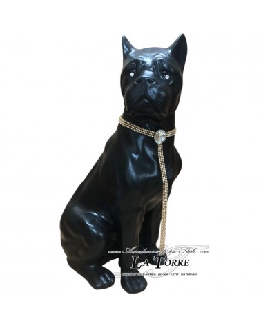 Schwarze Boxerhund-Skulptur, Swarovski-Tierkeramik, Höhe 50 cm, PR54