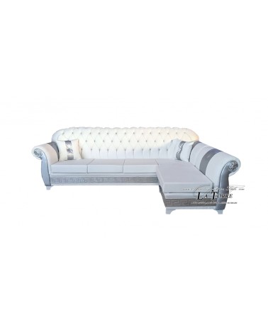 4-seater peninsula sofa with mesh backrest and baroque Chesterfield mattress Goddess Medusa Greek swarovski eco-leather AZ08