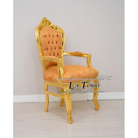 Chair Armchair Still Louis XV Baroque Empire gold damask fabric lily AL2729