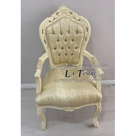 Still Louis XV Barock-Empire-Sessel, elfenbeinfarbener Virginia-Champagne-Stoff AL2729