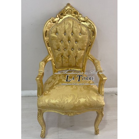 Sedia Poltrona Still Luigi XV Barocco Impero Oro tessuto damascato AL2729