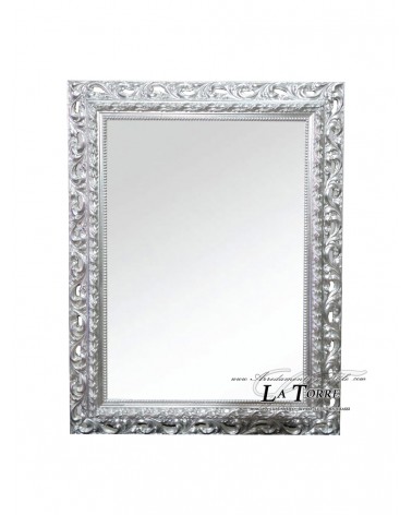 Classic baroque frame mirror made to measure silver sliding system perforated safe GA