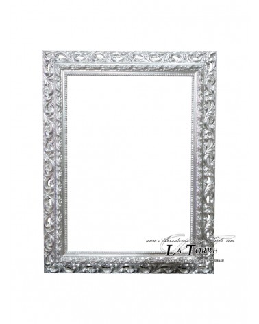 Klassischer Lochrahmen, poliertes Silber, Barock, Sonderanfertigung, perforiertes Holz G