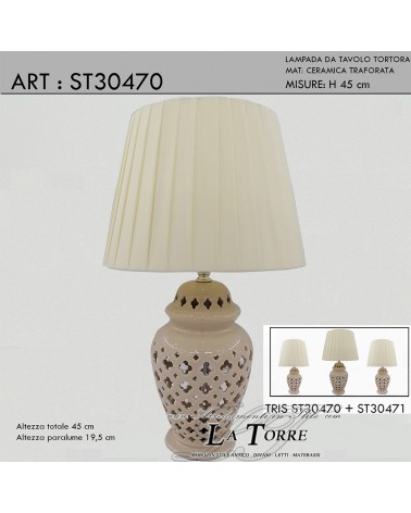 Tischleuchte abatjour H45 taubengrau Keramik modern klassisch Leuchte ST30470