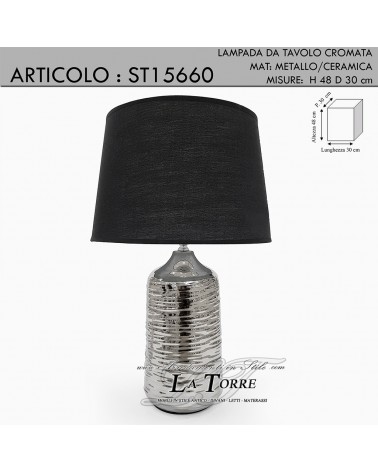 Table lamp abatjour H48 chrome and black ceramic modern classic light ST15660