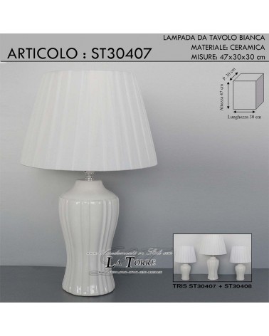 Tischleuchte abatjour H47 weiße Keramik modernes klassisches Licht ST30407