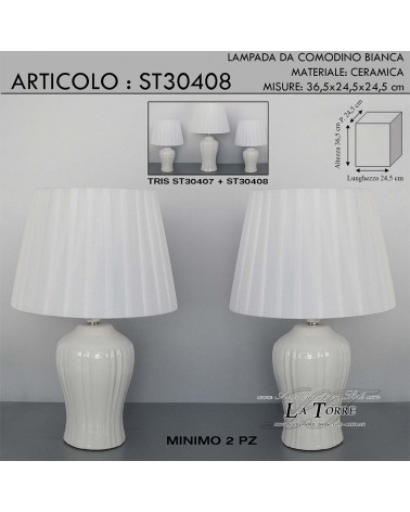 Table lamp pair of lampshades H36.5 white ceramic modern classic light ST30408