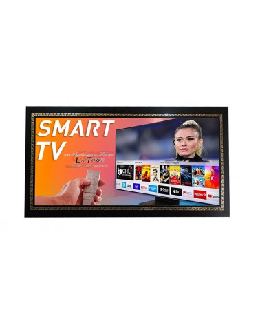 Moderner, maßgefertigter Smart-TV-Rahmen aus schwarzem und goldenem Holz, Capri TVCapriN