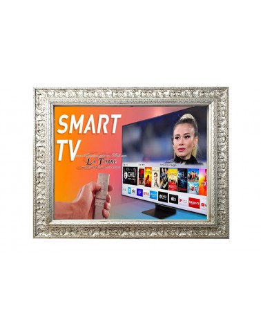 Dekorativer Rahmen im klassischen Barockstil für Smart-TVs, silberfarbenes Holz TVD621A