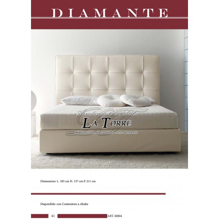 Modern design double bed headboard in eco-leather or fabric with Diamante storage