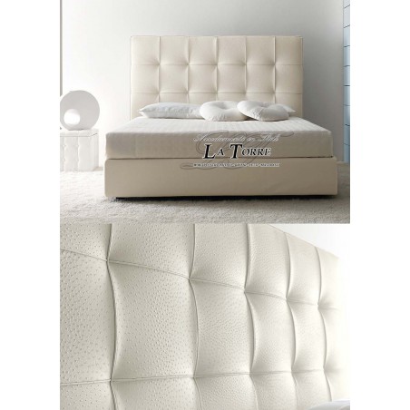 Modern design double bed headboard in eco-leather or fabric with Diamante storage